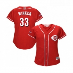 Womens Cincinnati Reds 33 Jesse Winker Replica Red Alternate Cool Base Baseball Jersey 