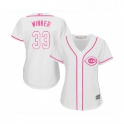 Womens Cincinnati Reds 33 Jesse Winker Replica White Fashion Cool Base Baseball Jersey 