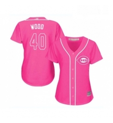 Womens Cincinnati Reds 40 Alex Wood Replica Pink Fashion Cool Base Baseball Jersey 