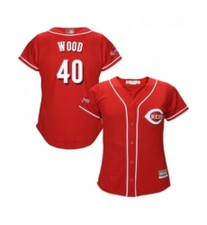 Womens Cincinnati Reds 40 Alex Wood Replica Red Alternate Cool Base Baseball Jersey 