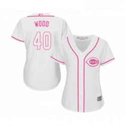 Womens Cincinnati Reds 40 Alex Wood Replica White Fashion Cool Base Baseball Jersey 