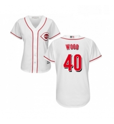 Womens Cincinnati Reds 40 Alex Wood Replica White Home Cool Base Baseball Jersey 