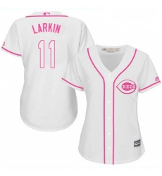 Womens Majestic Cincinnati Reds 11 Barry Larkin Authentic White Fashion Cool Base MLB Jersey
