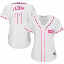 Womens Majestic Cincinnati Reds 11 Barry Larkin Authentic White Fashion Cool Base MLB Jersey