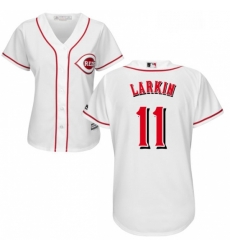 Womens Majestic Cincinnati Reds 11 Barry Larkin Authentic White Home Cool Base MLB Jersey