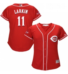 Womens Majestic Cincinnati Reds 11 Barry Larkin Replica Red Alternate Cool Base MLB Jersey