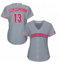 Womens Majestic Cincinnati Reds 13 Dave Concepcion Authentic Grey Road Cool Base MLB Jersey