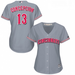 Womens Majestic Cincinnati Reds 13 Dave Concepcion Authentic Grey Road Cool Base MLB Jersey