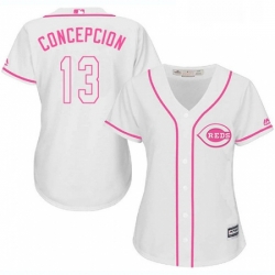 Womens Majestic Cincinnati Reds 13 Dave Concepcion Authentic White Fashion Cool Base MLB Jersey