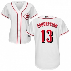 Womens Majestic Cincinnati Reds 13 Dave Concepcion Authentic White Home Cool Base MLB Jersey