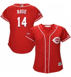 Womens Majestic Cincinnati Reds 14 Pete Rose Authentic Red Alternate Cool Base MLB Jersey