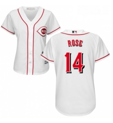 Womens Majestic Cincinnati Reds 14 Pete Rose Authentic White Home Cool Base MLB Jersey
