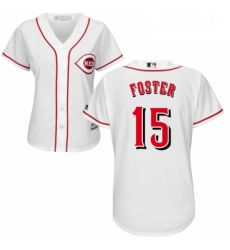 Womens Majestic Cincinnati Reds 15 George Foster Authentic White Home Cool Base MLB Jersey 