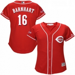 Womens Majestic Cincinnati Reds 16 Tucker Barnhart Authentic Red Alternate Cool Base MLB Jersey 