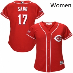 Womens Majestic Cincinnati Reds 17 Chris Sabo Replica Red Alternate Cool Base MLB Jersey