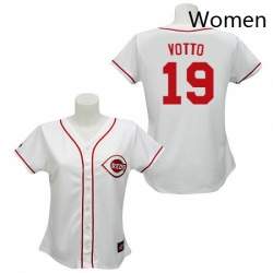 Womens Majestic Cincinnati Reds 19 Joey Votto Authentic White MLB Jersey