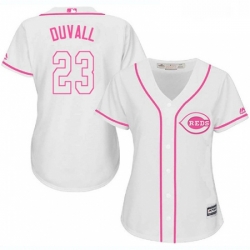 Womens Majestic Cincinnati Reds 23 Adam Duvall Authentic White Fashion Cool Base MLB Jersey