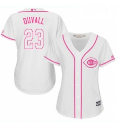 Womens Majestic Cincinnati Reds 23 Adam Duvall Replica White Fashion Cool Base MLB Jersey