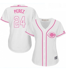 Womens Majestic Cincinnati Reds 24 Tony Perez Replica White Fashion Cool Base MLB Jersey