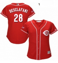 Womens Majestic Cincinnati Reds 28 Anthony DeSclafani Replica Red Alternate Cool Base MLB Jersey