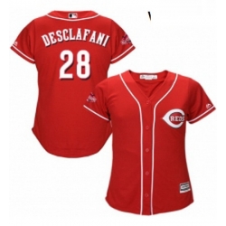 Womens Majestic Cincinnati Reds 28 Anthony DeSclafani Replica Red Alternate Cool Base MLB Jersey