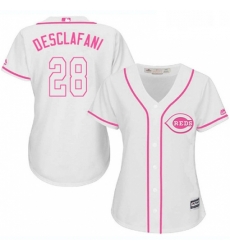 Womens Majestic Cincinnati Reds 28 Anthony DeSclafani Replica White Fashion Cool Base MLB Jersey