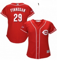 Womens Majestic Cincinnati Reds 29 Brandon Finnegan Authentic Red Alternate Cool Base MLB Jersey