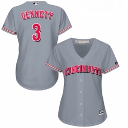 Womens Majestic Cincinnati Reds 3 Scooter Gennett Authentic Grey Road Cool Base MLB Jersey 