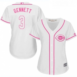 Womens Majestic Cincinnati Reds 3 Scooter Gennett Authentic White Fashion Cool Base MLB Jersey 