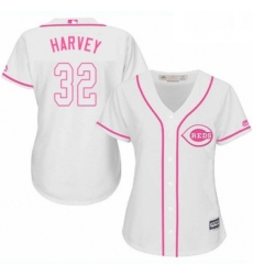 Womens Majestic Cincinnati Reds 32 Matt Harvey Authentic White Fashion Cool Base MLB Jersey 