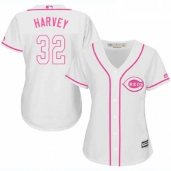 Womens Majestic Cincinnati Reds 32 Matt Harvey Authentic White Fashion Cool Base MLB Jersey 