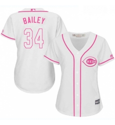 Womens Majestic Cincinnati Reds 34 Homer Bailey Replica White Fashion Cool Base MLB Jersey