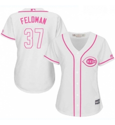 Womens Majestic Cincinnati Reds 37 Scott Feldman Authentic White Fashion Cool Base MLB Jersey