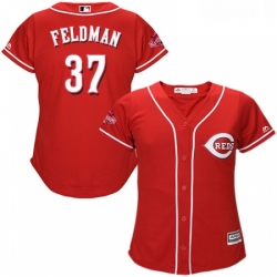 Womens Majestic Cincinnati Reds 37 Scott Feldman Replica Red Alternate Cool Base MLB Jersey