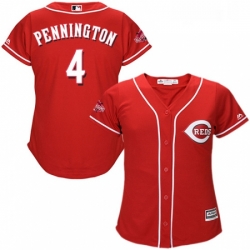 Womens Majestic Cincinnati Reds 4 Cliff Pennington Authentic Red Alternate Cool Base MLB Jersey 