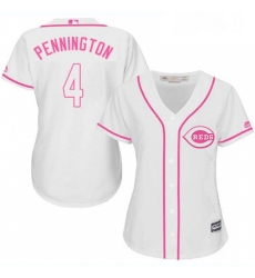 Womens Majestic Cincinnati Reds 4 Cliff Pennington Authentic White Fashion Cool Base MLB Jersey 