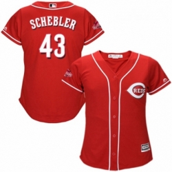 Womens Majestic Cincinnati Reds 43 Scott Schebler Authentic Red Alternate Cool Base MLB Jersey 