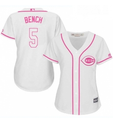 Womens Majestic Cincinnati Reds 5 Johnny Bench Authentic White Fashion Cool Base MLB Jersey