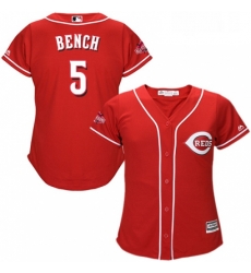 Womens Majestic Cincinnati Reds 5 Johnny Bench Replica Red Alternate Cool Base MLB Jersey
