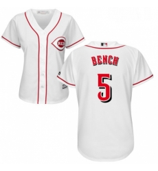Womens Majestic Cincinnati Reds 5 Johnny Bench Replica White Home Cool Base MLB Jersey