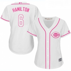 Womens Majestic Cincinnati Reds 6 Billy Hamilton Authentic White Fashion Cool Base MLB Jersey