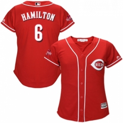 Womens Majestic Cincinnati Reds 6 Billy Hamilton Replica Red Alternate Cool Base MLB Jersey