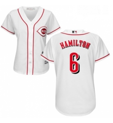 Womens Majestic Cincinnati Reds 6 Billy Hamilton Replica White Home Cool Base MLB Jersey