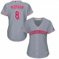 Womens Majestic Cincinnati Reds 8 Joe Morgan Authentic Grey Road Cool Base MLB Jersey