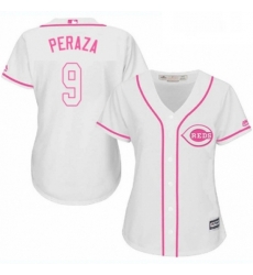 Womens Majestic Cincinnati Reds 9 Jose Peraza Authentic White Fashion Cool Base MLB Jersey 