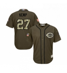 Youth Cincinnati Reds 27 Matt Kemp Authentic Green Salute to Service Baseball Jersey 