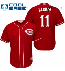 Youth Majestic Cincinnati Reds 11 Barry Larkin Authentic Red Alternate Cool Base MLB Jersey