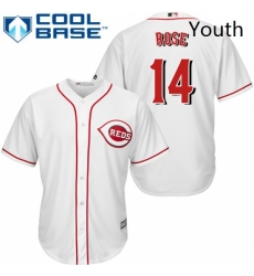 Youth Majestic Cincinnati Reds 14 Pete Rose Replica White Home Cool Base MLB Jersey