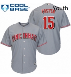 Youth Majestic Cincinnati Reds 15 George Foster Authentic Grey Road Cool Base MLB Jersey 