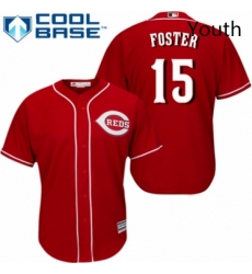 Youth Majestic Cincinnati Reds 15 George Foster Authentic Red Alternate Cool Base MLB Jersey 